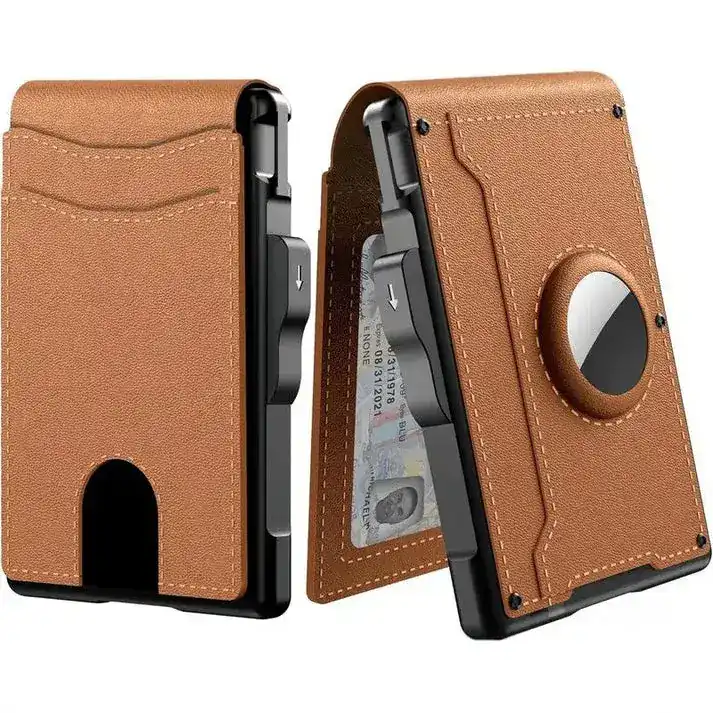 🔥Wallet for Men - with Pop Up Aluminum Case Money Clip Slim Leather Slots Credit Card Holder RFID